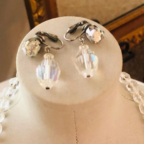 Vintage Deco Crystal Beas Necklace & AB crystal Earrings - Picture 3 of 11